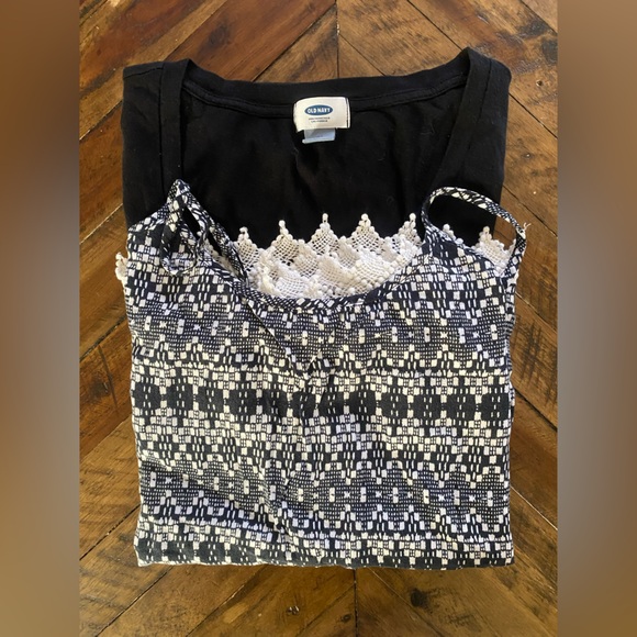 Mossimo Supply Co. Tops - Mossimo Supply Co. Black and White Patterned Camisole,Old Navy black top